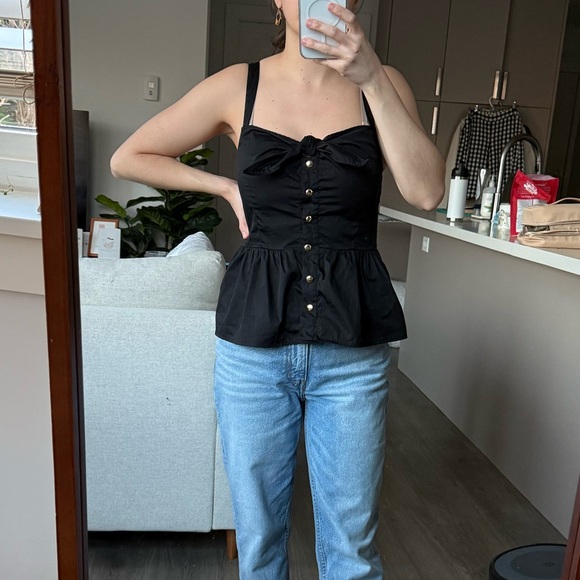 J crew size 2 Tie-front button-up peplum top in cotton poplin - Picture 1 of 4